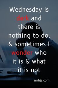 Wednesday is dark and there is nothing to do, and sometimes I wonder who it is and what it is not