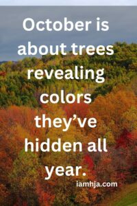 October is about trees revealing colors they’ve hidden all year.